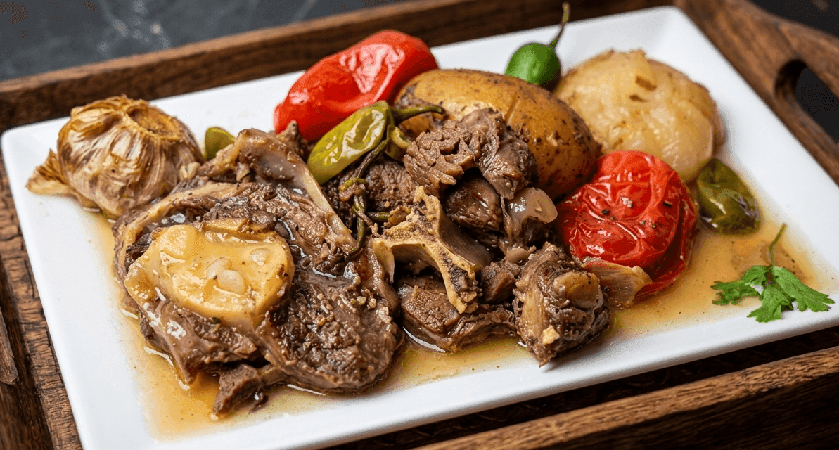 Mutton Rosh slow-cooked in a dough-sealed pot with ginger, garlic, and black pepper